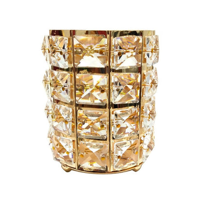 Crystal Bead Makeup Brush Organizer with Stainless Steel Frame, Gold or Silver