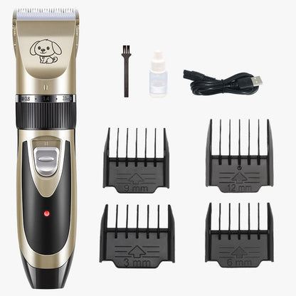 Quiet Cordless Dog Clipper with Stainless Steel Blade and Four Guide Combs