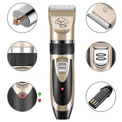 Quiet Cordless Dog Clipper with Stainless Steel Blade and Four Guide Combs