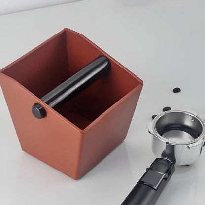 Espresso Knock Box with Rubberized Non-Slip Base and Beveled Design