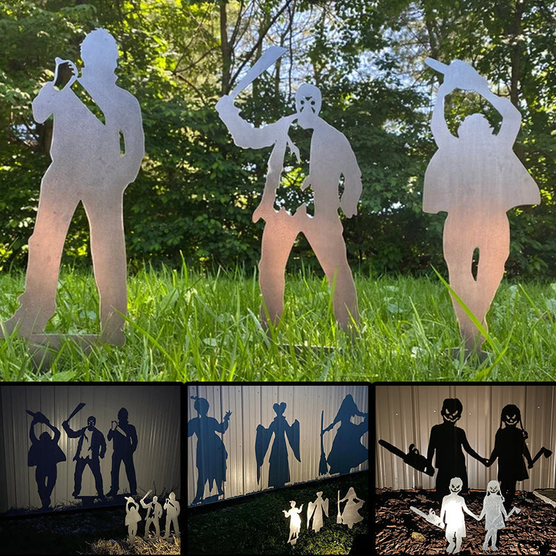 Metal Yard Stake Shadow Caster with Spotlight Projection for Halloween Displays