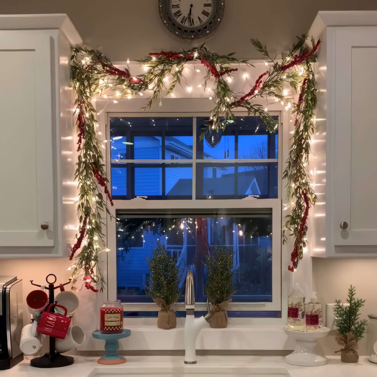 Fairy Light Garland with Ornament Accents in Five Styles, 4.9 Feet Long with Golden Lights for Indoor Decor