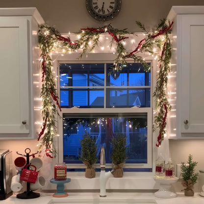 Fairy Light Garland with Ornament Accents in Five Styles, 4.9 Feet Long with Golden Lights for Indoor Decor