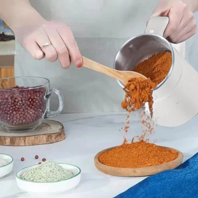 Electric Grain Mill with Stainless Steel Container and Cleaning Brush
