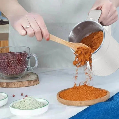 Electric Grain Mill with Stainless Steel Container and Cleaning Brush