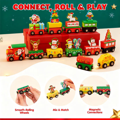 Magnetic Train Car Advent Calendar with 12 Connecting Cars and Numbered Doors
