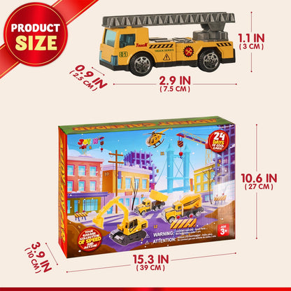 Construction Vehicle Advent Calendar with 24 Pieces and City Play Mat for Kids