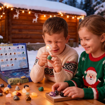 Gemstone Digging Advent Calendar with 21 Crystal Geodes and Mining Tools for Kids