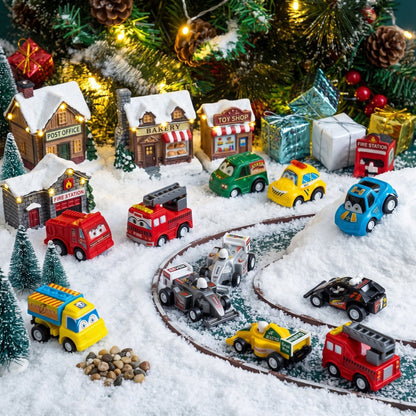 Pull Back Vehicle Advent Calendar with 24 Toy Cars for Daily Racing Fun
