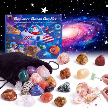 Gemstone Digging Advent Calendar with 21 Crystal Geodes and Mining Tools for Kids