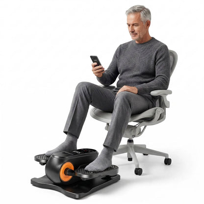 Motorized Elliptical Leg Machine with Remote Control and 12-Speed Settings for Desk Use