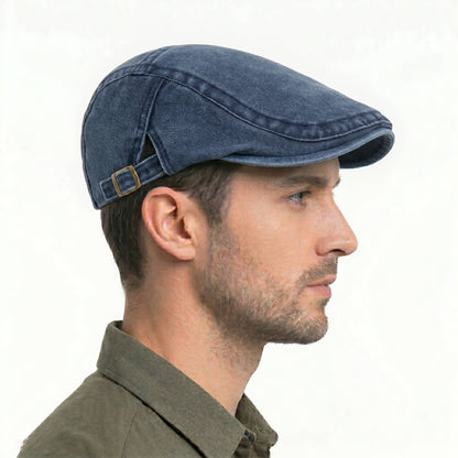 Vintage Newsboy Cap with Eight Panel Construction and Adjustable Interior Band
