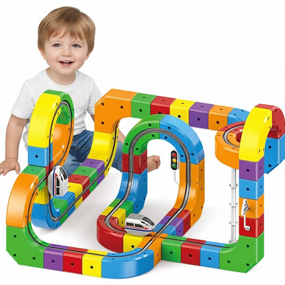 Magnetic Modular Train Set with USB Rechargeable Motor and Flexible Track Pieces