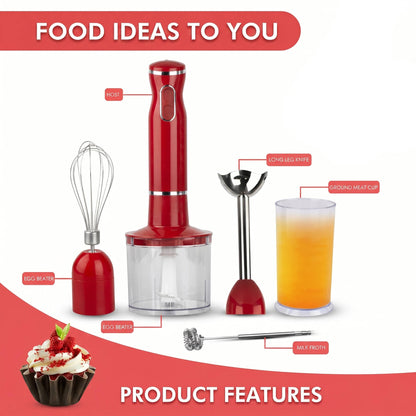 Hand Blender with Milk Frother and Chopper Bowl, 1000W 20 Speed
