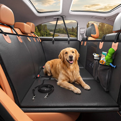 Dog Car Seat Extender with Hard Fiberboard Base and Mesh Window, Scratch Resistant 400 lbs