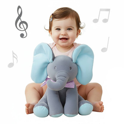 Interactive Plush Elephant with Peekaboo and Musical Modes, Foot-Activated Controls All Vera Mart