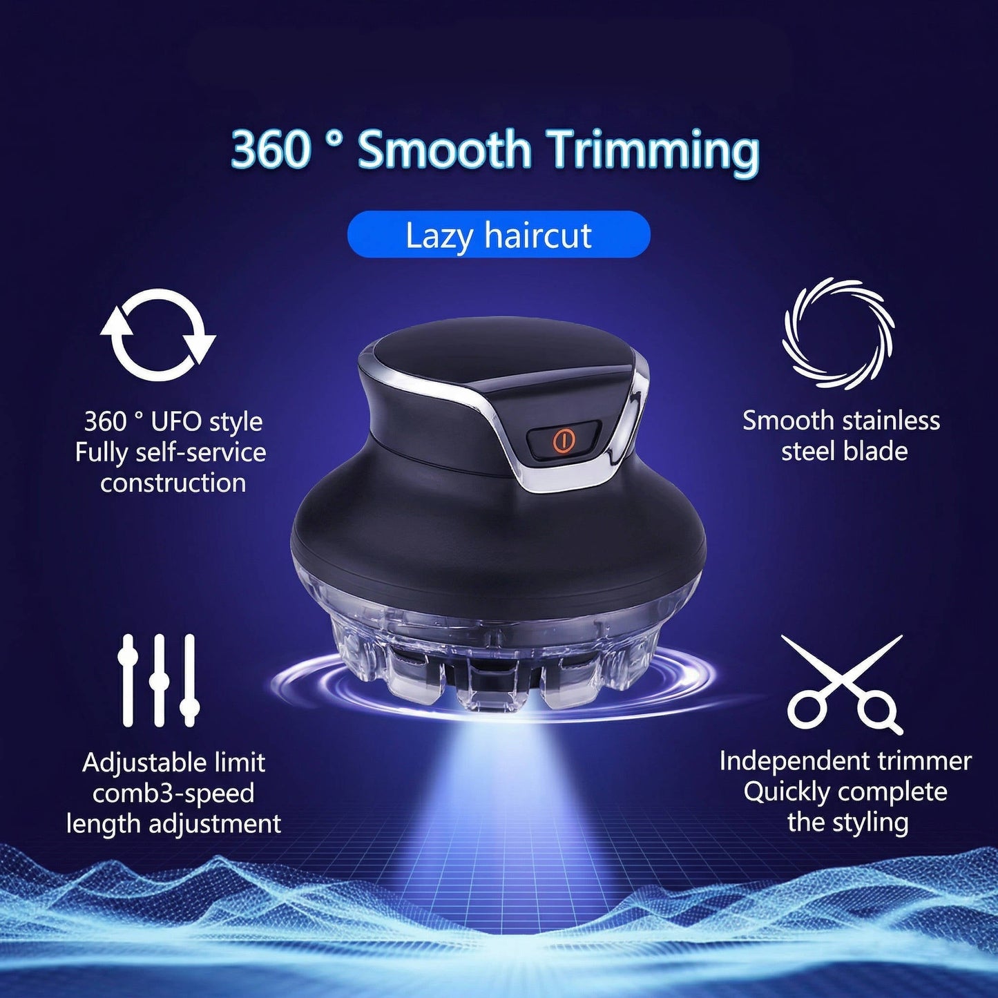 Rotating Head Hair Clipper with 360-Degree Rotation and Stainless Steel Blades