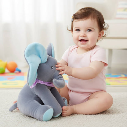 Interactive Plush Elephant with Peekaboo and Musical Modes, Foot-Activated Controls All Vera Mart