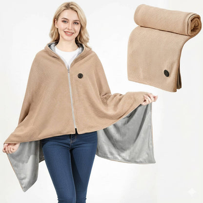 USB Heated Shawl Blanket with Three Heat Levels and Eight Heating Zones