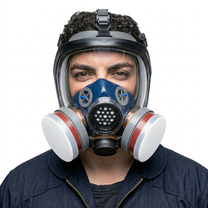 Full Face Vapor Respirator Mask with Activated Charcoal Filters and Anti Fog Shield