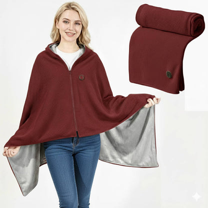 USB Heated Shawl Blanket with Three Heat Levels and Eight Heating Zones