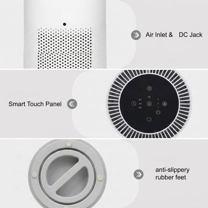 Portable HEPA Air Purifier with Three-Layer Filtration and Night Light for Bedrooms