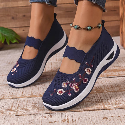 Women's Slip-On Sneaker with Breathable Mesh Upper and Elastic Instep Strap