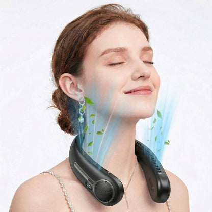 Bladeless Neck Fan with Dual Motor System and LED Display, 4-Speed Airflow