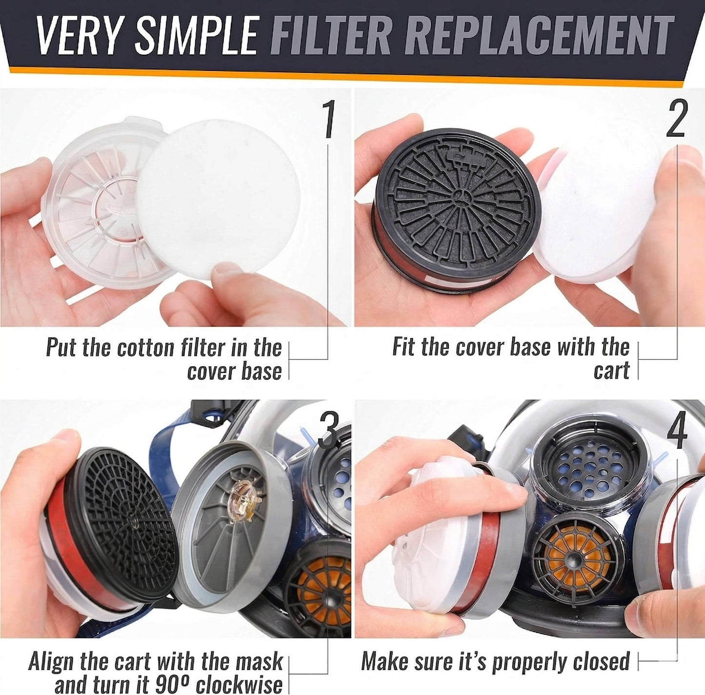 Full Face Vapor Respirator Mask with Activated Charcoal Filters and Anti Fog Shield