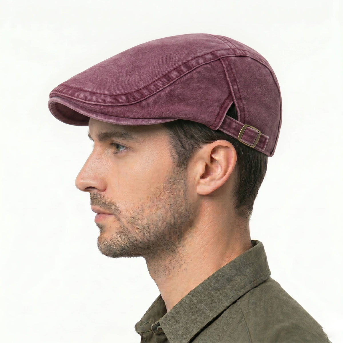 Vintage Newsboy Cap with Eight Panel Construction and Adjustable Interior Band