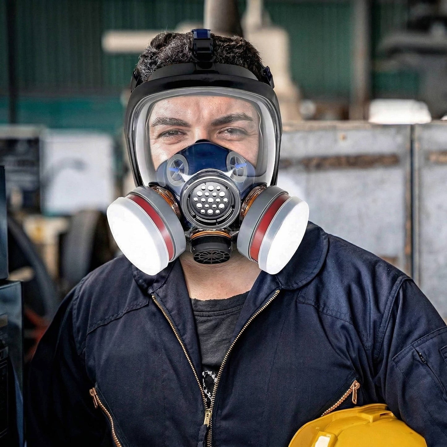 Full Face Vapor Respirator Mask with Activated Charcoal Filters and Anti Fog Shield