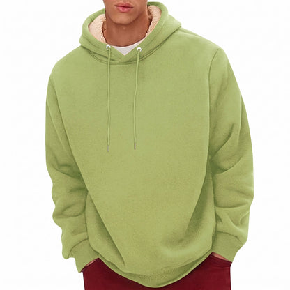 Men's Sherpa Fleece Hoodie with Hidden Security Pocket and Raglan Sleeves
