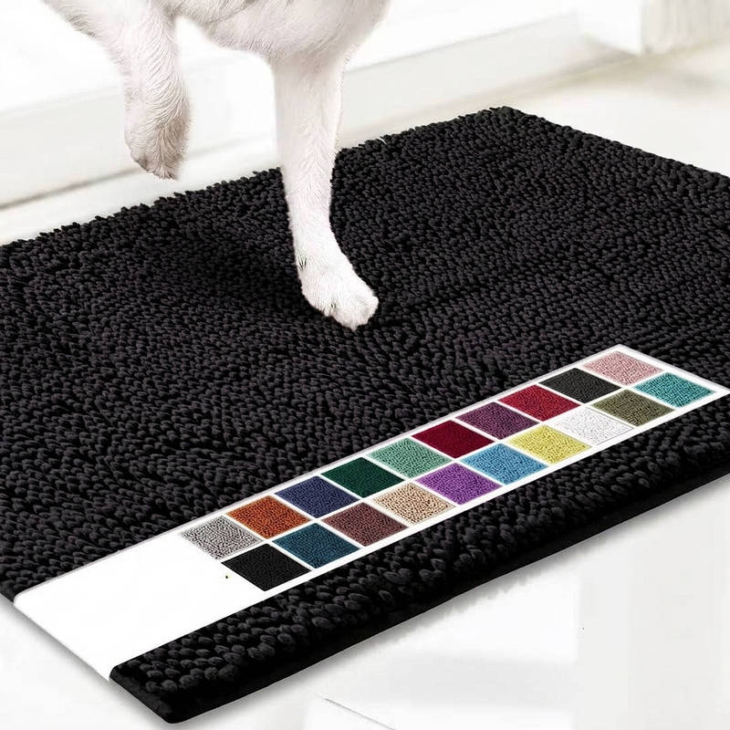 Microfiber Chenille Door Mat with TPE Anti-Slip Backing and Machine Washable Construction