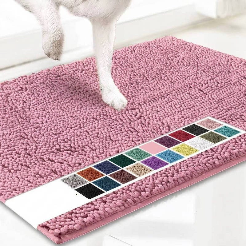 Microfiber Chenille Door Mat with TPE Anti-Slip Backing and Machine Washable Construction