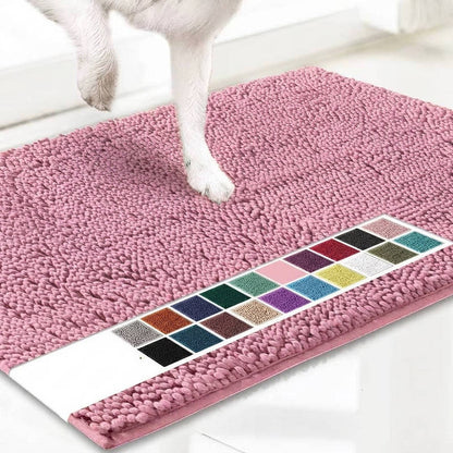 Microfiber Chenille Door Mat with TPE Anti-Slip Backing and Machine Washable Construction