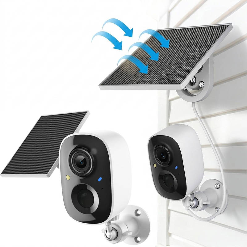 Solar Outdoor Security Camera 2 Pack with 2K HD and Motion Detection, Night Vision Siren
