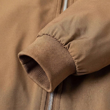 Men's Bomber Jacket with Metal Zipper and Rib Knit Cuffs, Matte Wind-Blocking