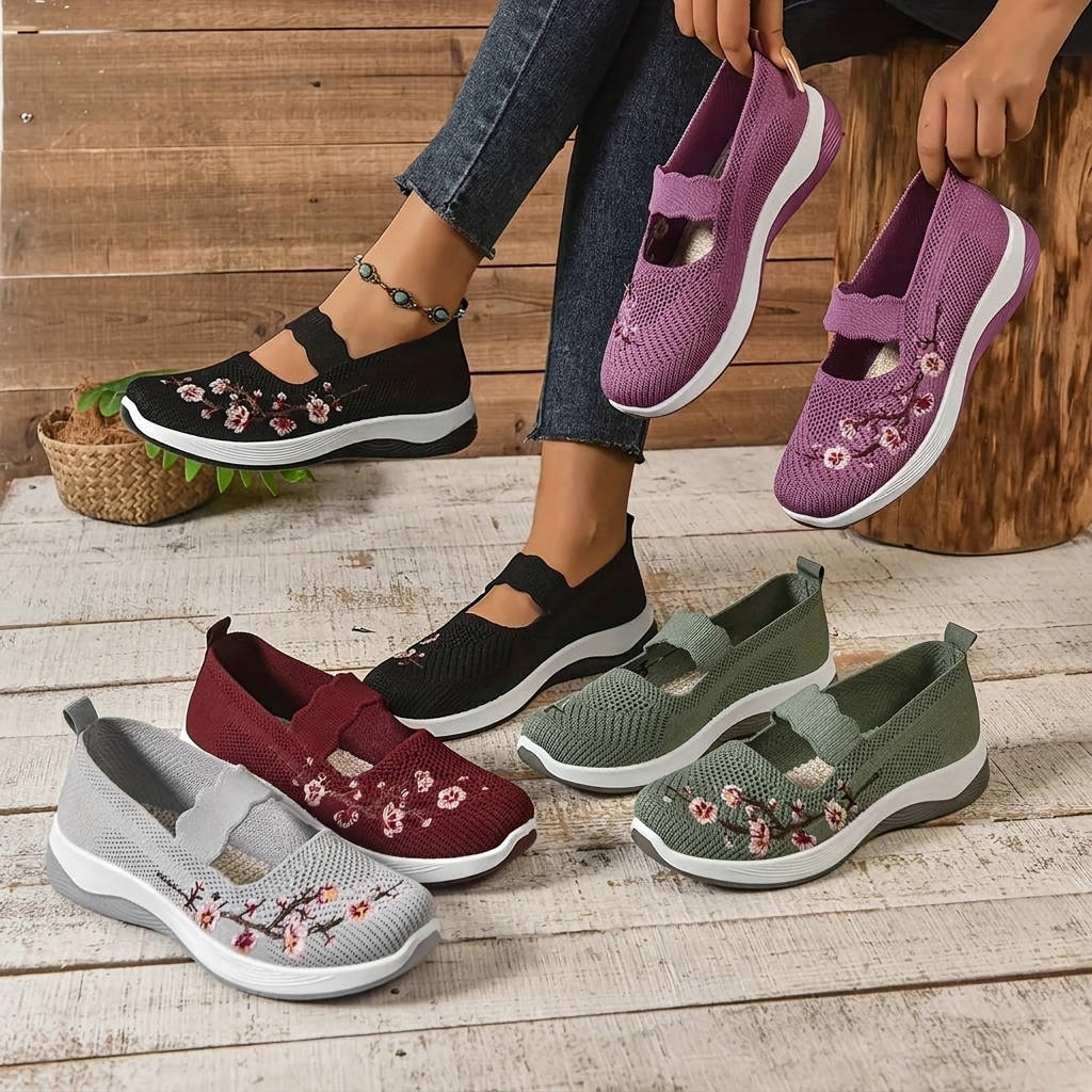Women's Slip-On Sneaker with Breathable Mesh Upper and Elastic Instep Strap