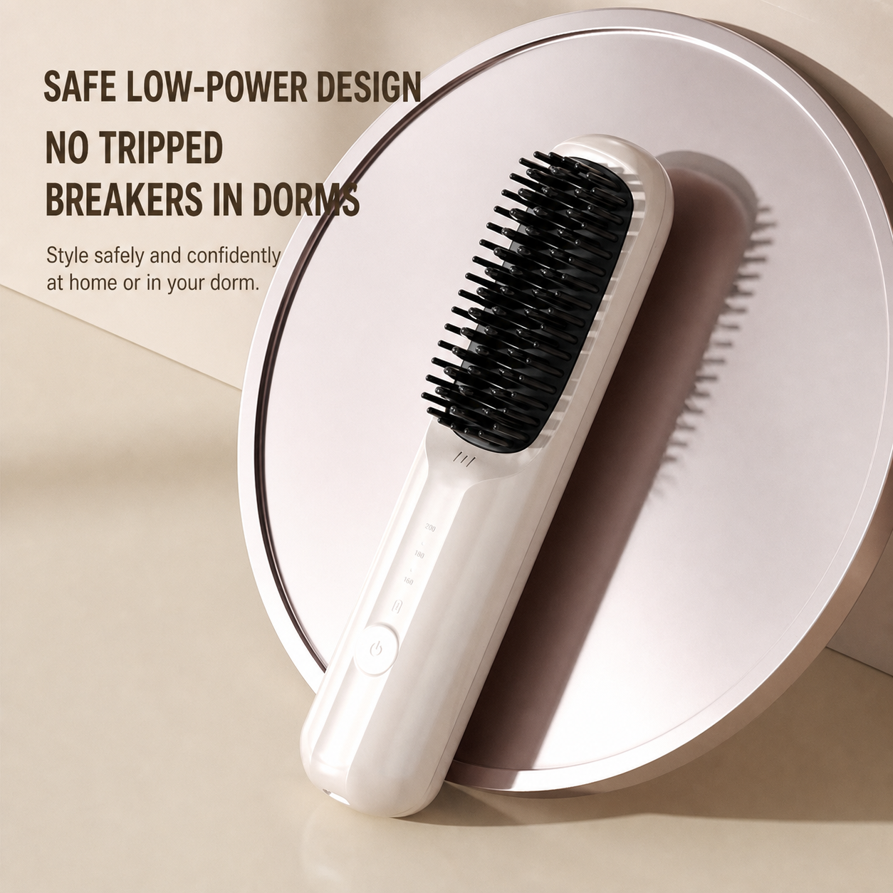 Rechargeable Ceramic Hair Straightener Brush with Negative Ion Technology and Travel Lock