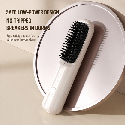 Rechargeable Ceramic Hair Straightener Brush with Negative Ion Technology and Travel Lock