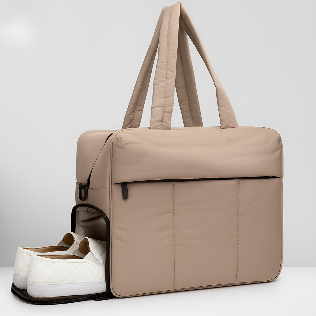 Quilted Duffle Bag with Reinforced Top Handles and Spacious Interior, 41cm Length