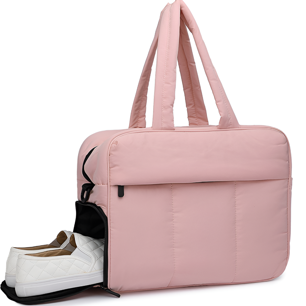 Quilted Duffle Bag with Reinforced Top Handles and Spacious Interior, 41cm Length
