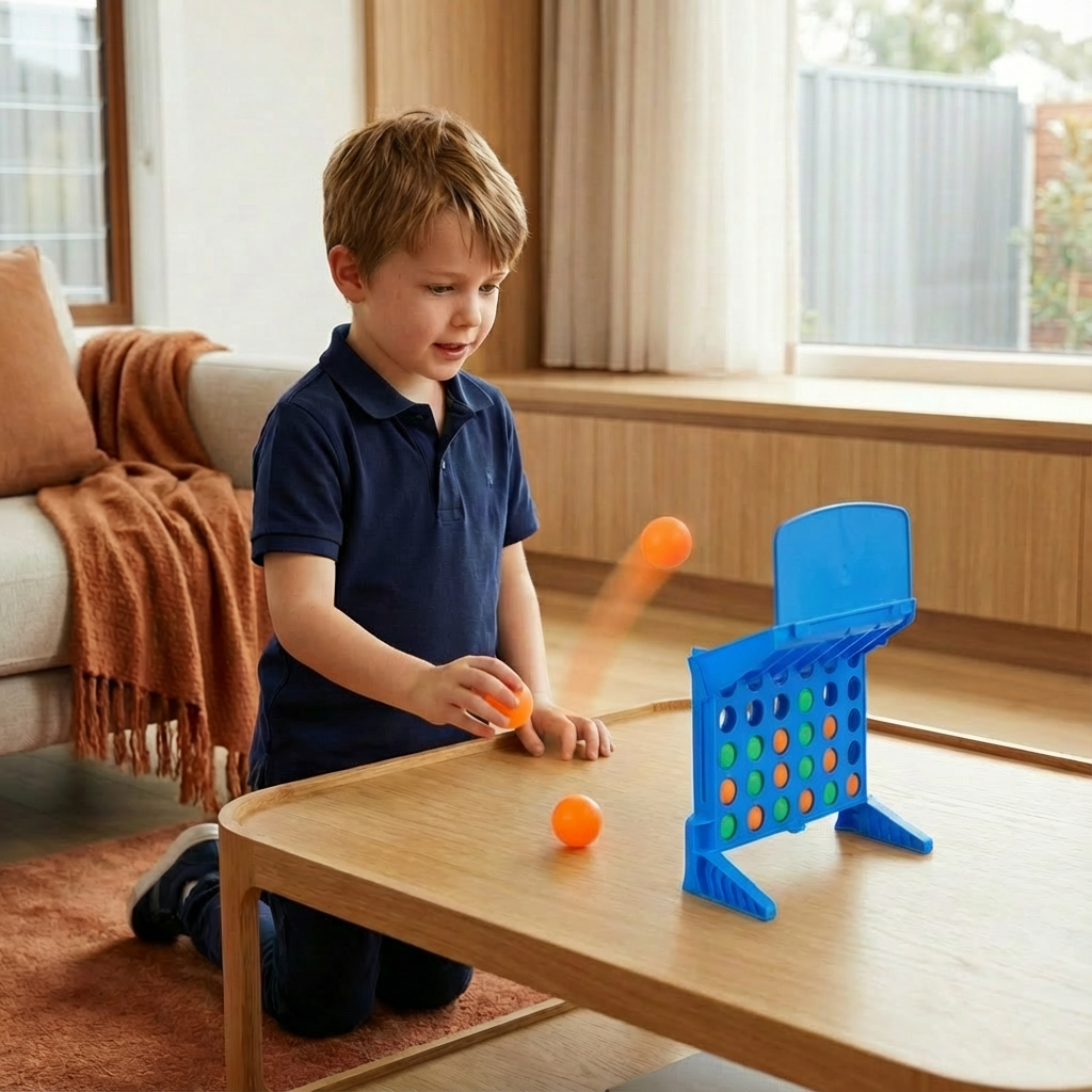 Bouncing Ball Grid Game with Foldable Board and Carrying Case