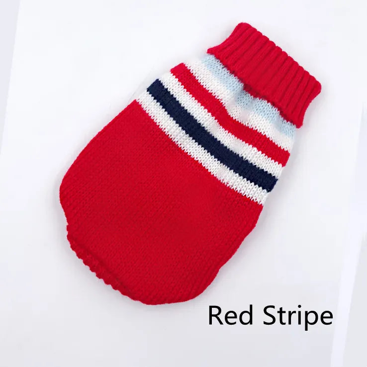 Large Dog Knit Sweater with Festive Patterns and Breathable Fiber, Red/Gray/Blue