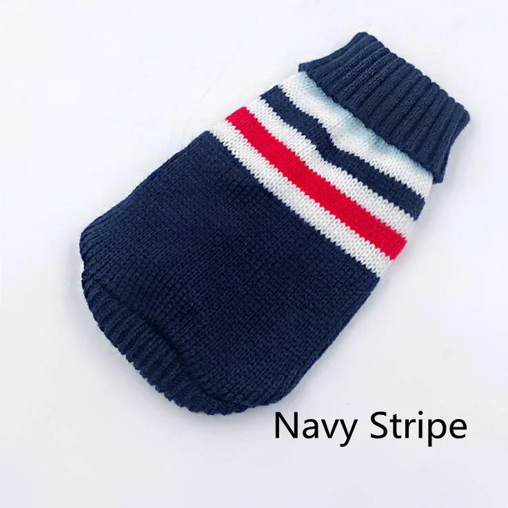 Large Dog Knit Sweater with Festive Patterns and Breathable Fiber, Red/Gray/Blue