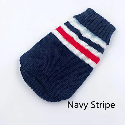 Large Dog Knit Sweater with Festive Patterns and Breathable Fiber, Red/Gray/Blue