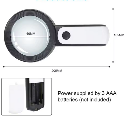 30X Magnifying Glass with LED Illumination and Acrylic Lens for Reading Labels