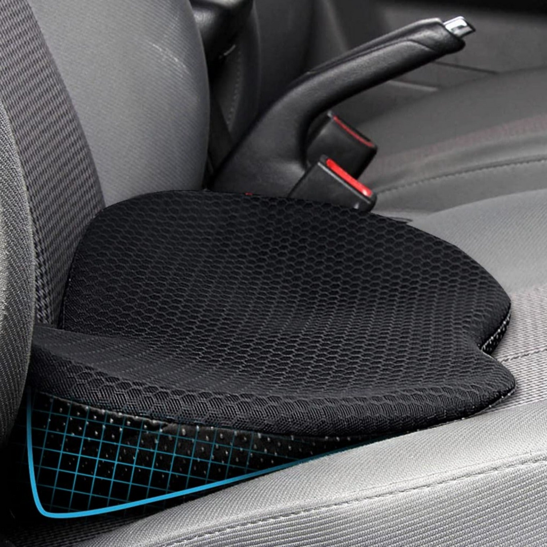 Seat Height Booster Cushion with Ergonomic Support for Improved Driving Visibility