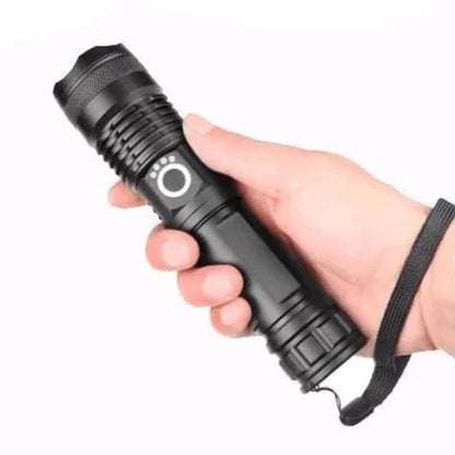 Rechargeable Flashlight with Telescopic Zoom and Three Brightness Modes, IPX6 Water Resistant