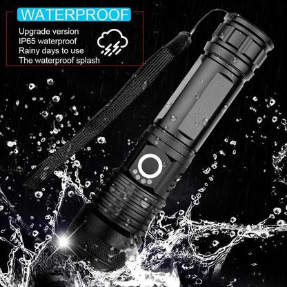 Rechargeable Flashlight with Telescopic Zoom and Three Brightness Modes, IPX6 Water Resistant